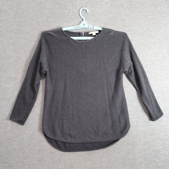Michael Kors Women Sweater Large Gray Back Zip Knit Pullover - Picture 1 of 8
